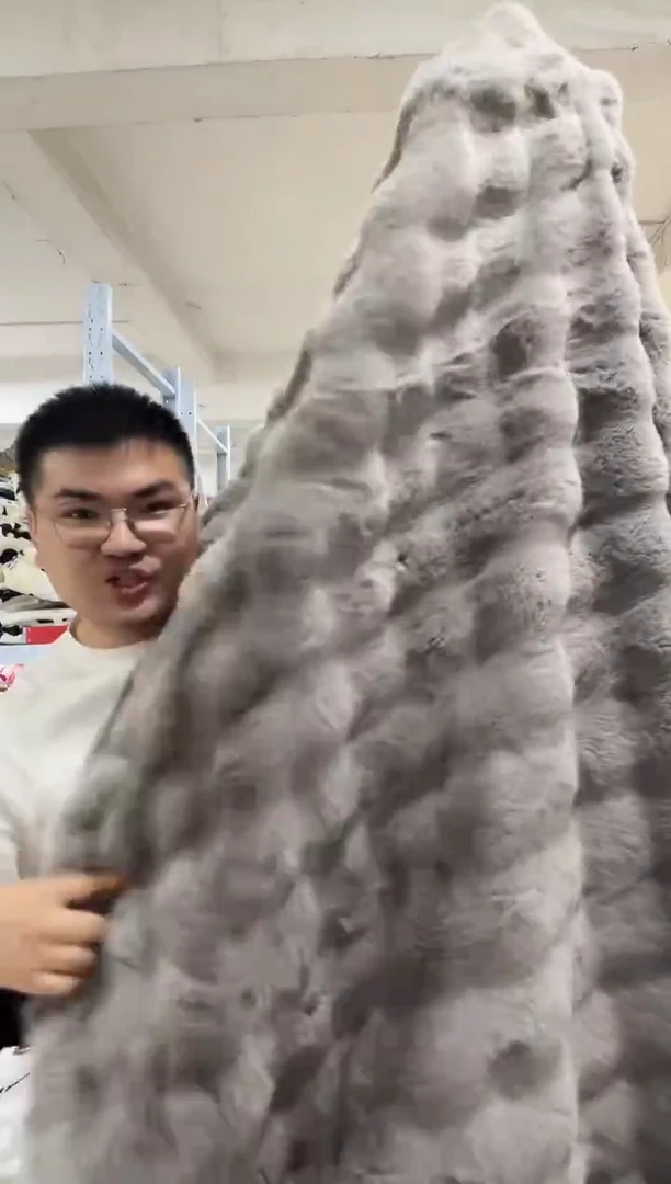 兔毛清货【1.5*2米泡泡兔兔毯】外贸原单毛毯底价清货拼手速