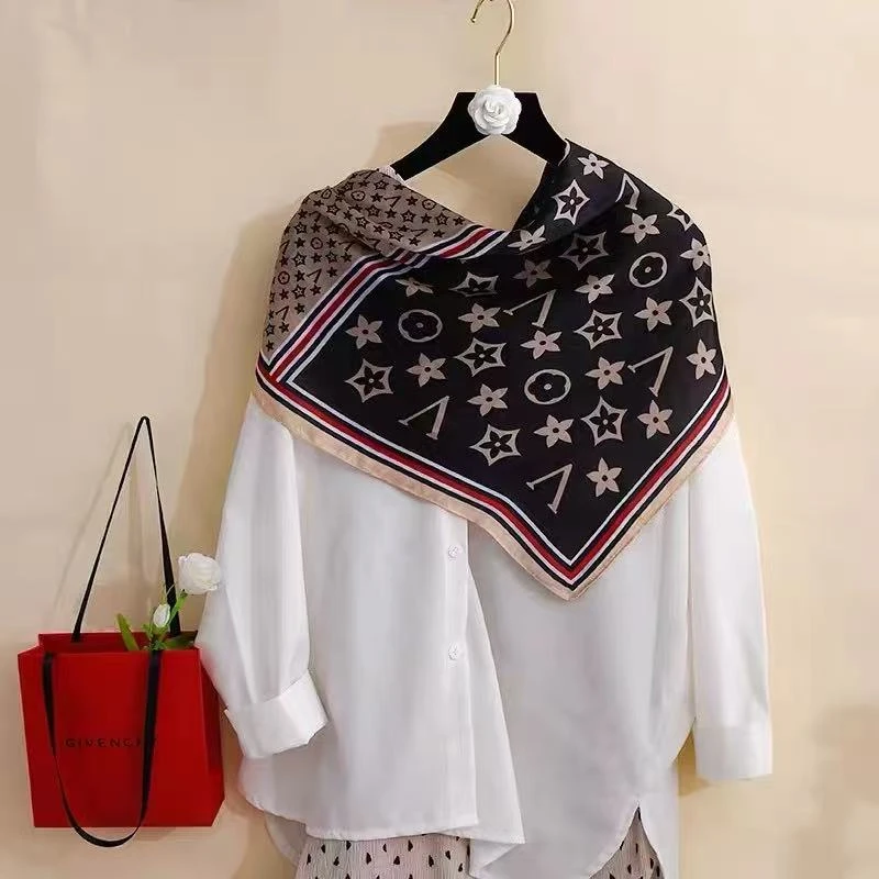 锦悦A1169新款2025薄款丝巾方巾70cm字母围巾女