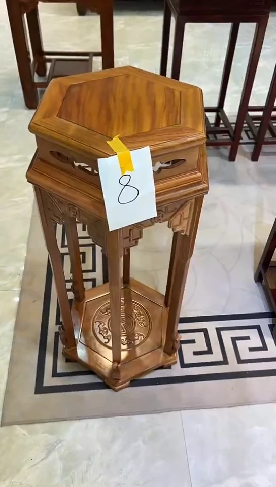 【闪购商品】花梨木类成套家具原木色大六角花架38*86