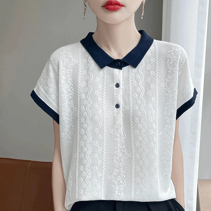 【大码】2209胖MM针织衫女短袖薄款夏新款韩版高级感小个子上衣小衫