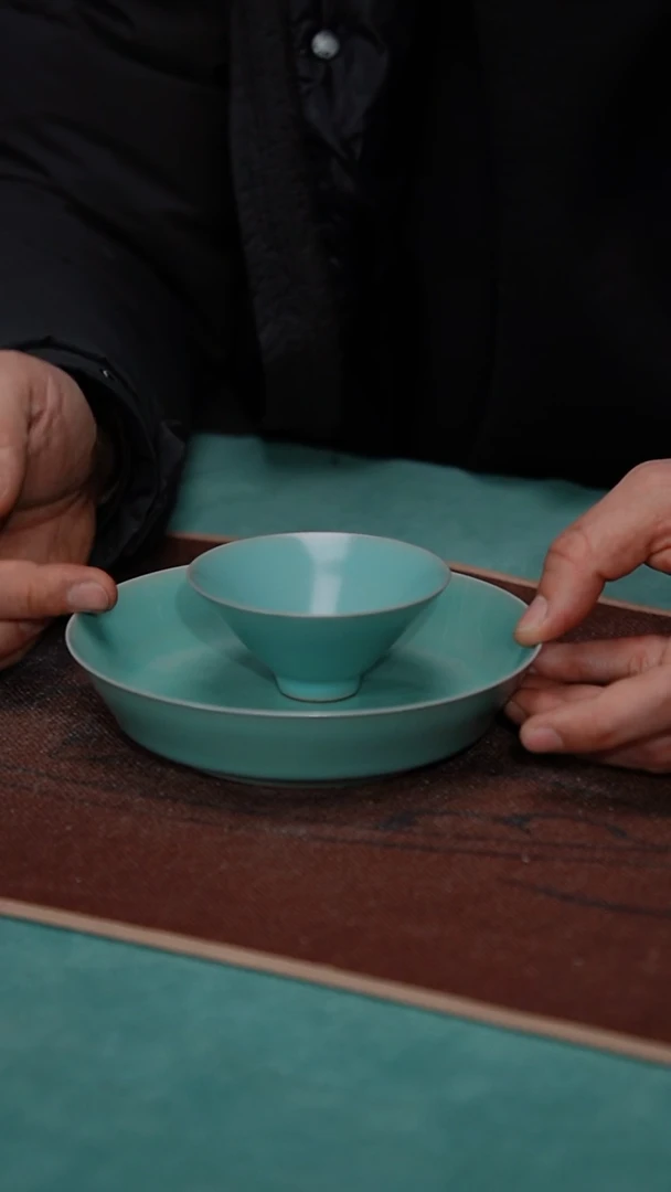 【闪购商品】瓷片50-晓青壶承微微不完美+17斗笠杯-5