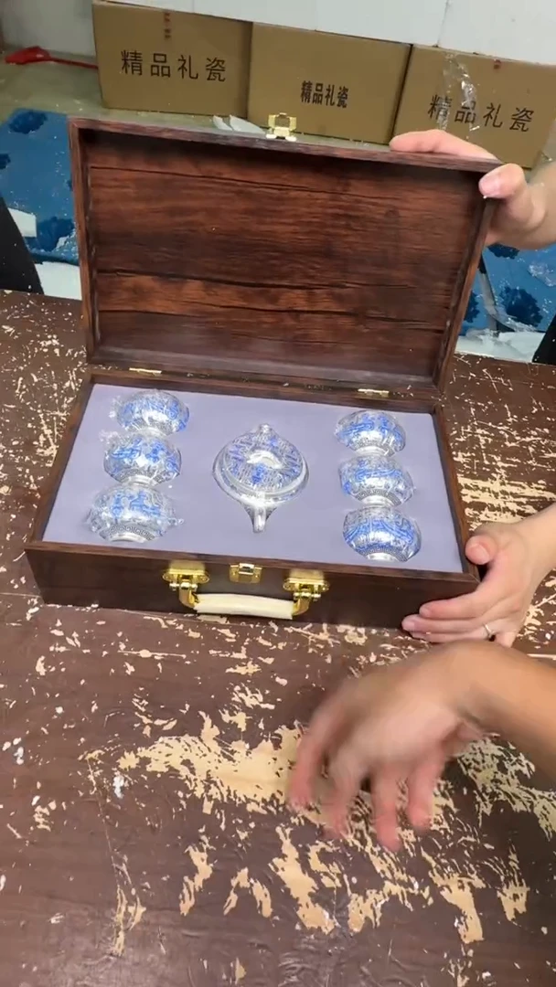 【闪购商品】听泉堂天命玄鸟一壶六杯瓷胎包银@@@@@@@@@@