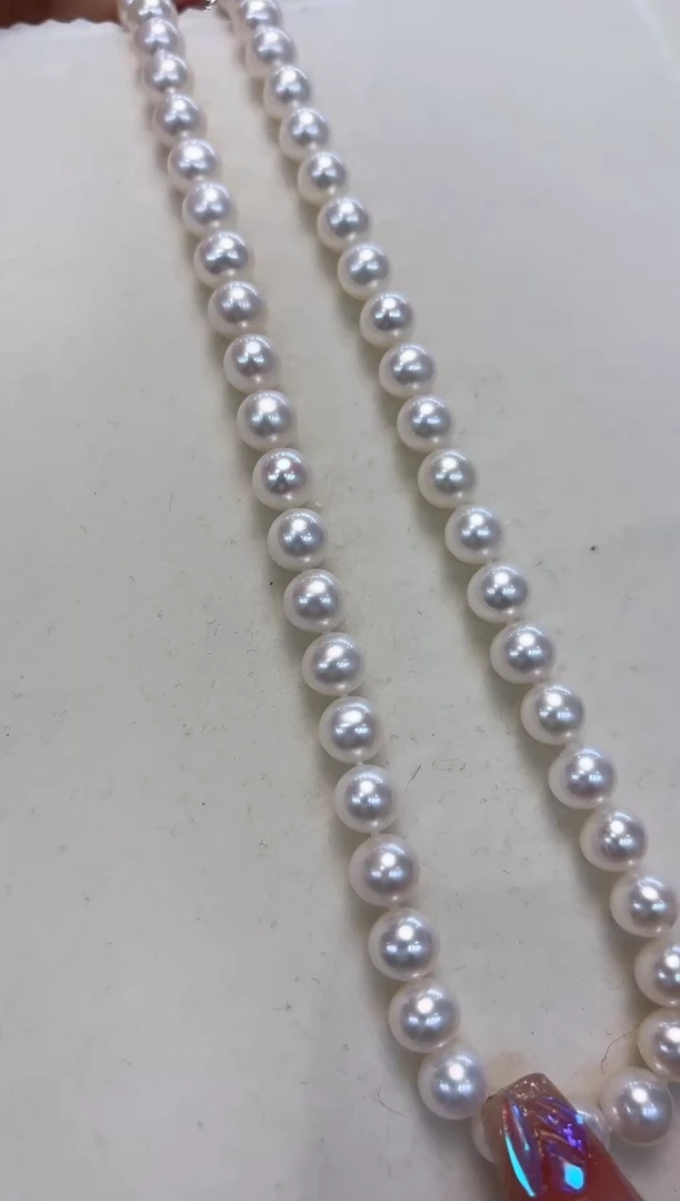 【闪购商品】淡水珍珠颈饰银S925镶嵌8.5-9.5mm无核白珠项链