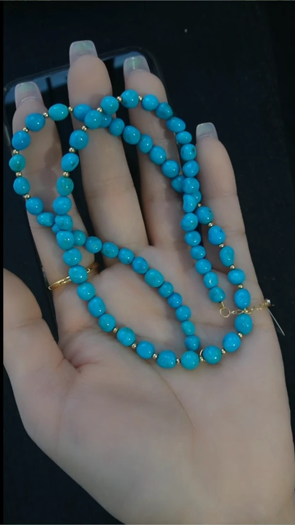 18K金镶嵌绿松石项链发货一件