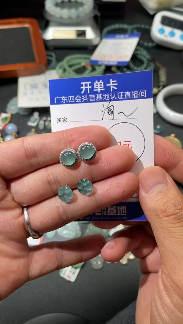 翡翠未镶嵌颈饰耳钉