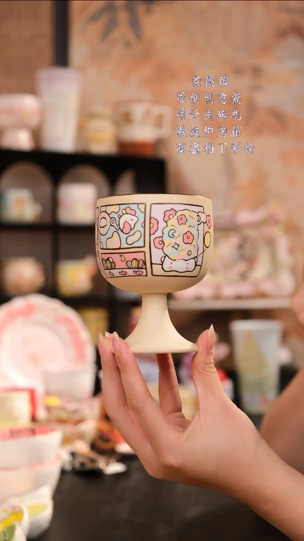 摆件景德镇手工手绘设计师款