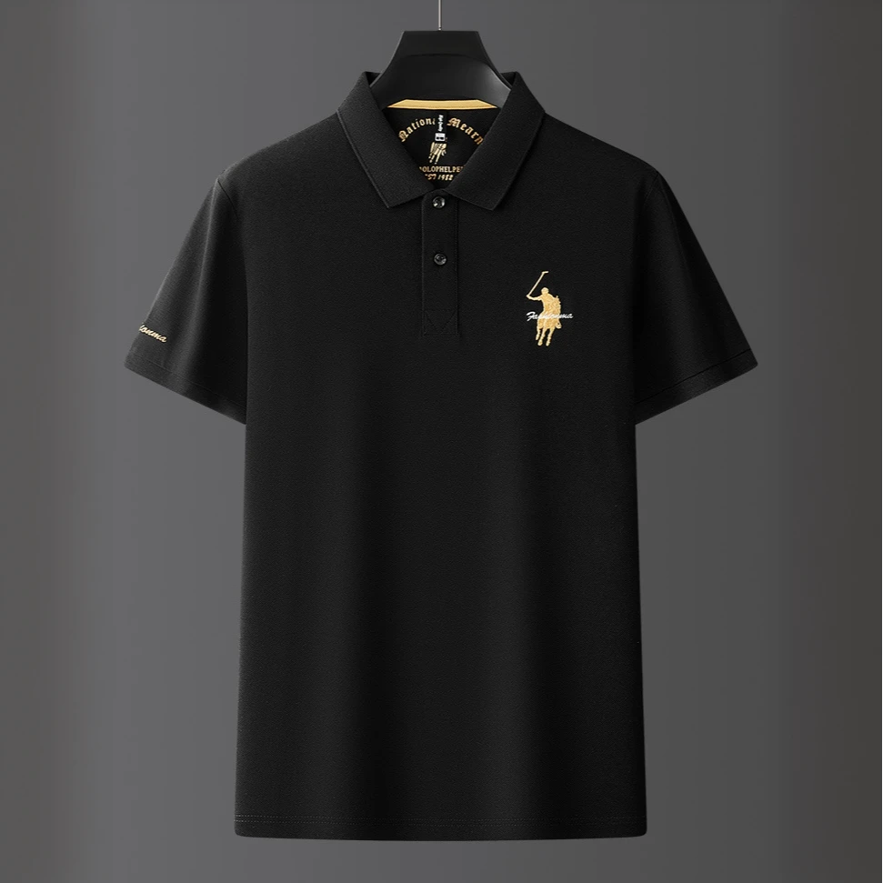 恩密比韦透气商务Polo衫薄款t恤夏季翻领修身百搭休闲上衣长绒棉