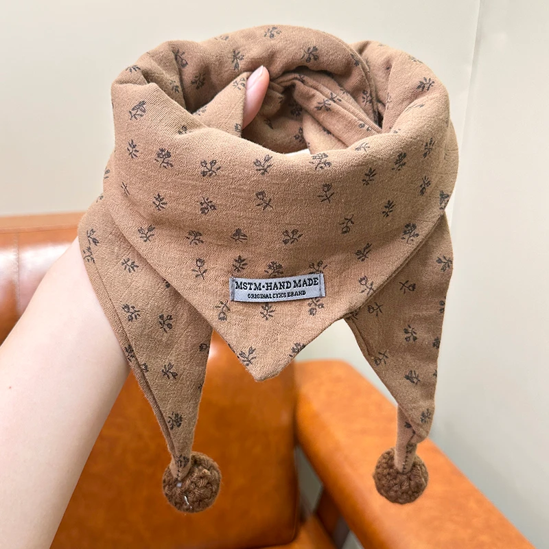 宝宝围巾秋冬防风保暖儿童新款围脖男童女童纯棉格子三角巾脖套潮