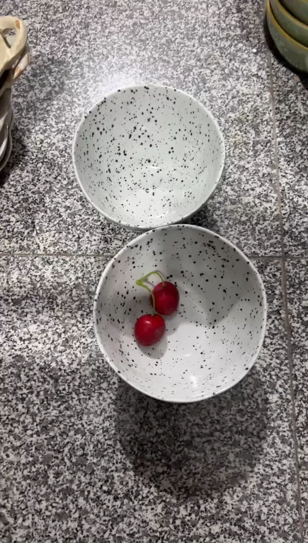 【闪购商品】瓷黑白泼墨6寸碗 2只装