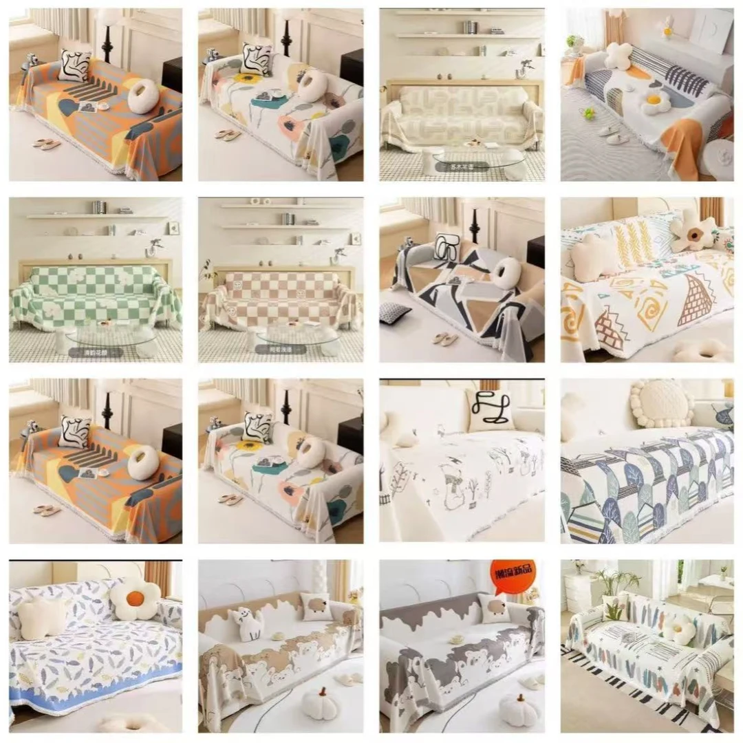 全棉纱布盖毯沙发巾--颜色按顺序发 90*180