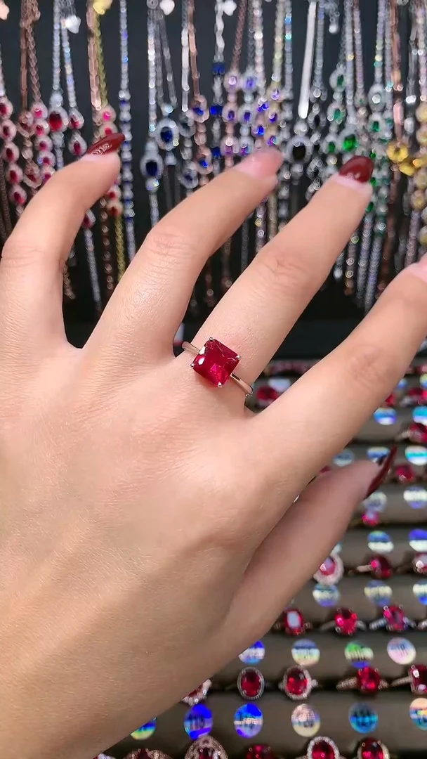 【闪购商品】红宝石戒指银S925镶嵌银色8