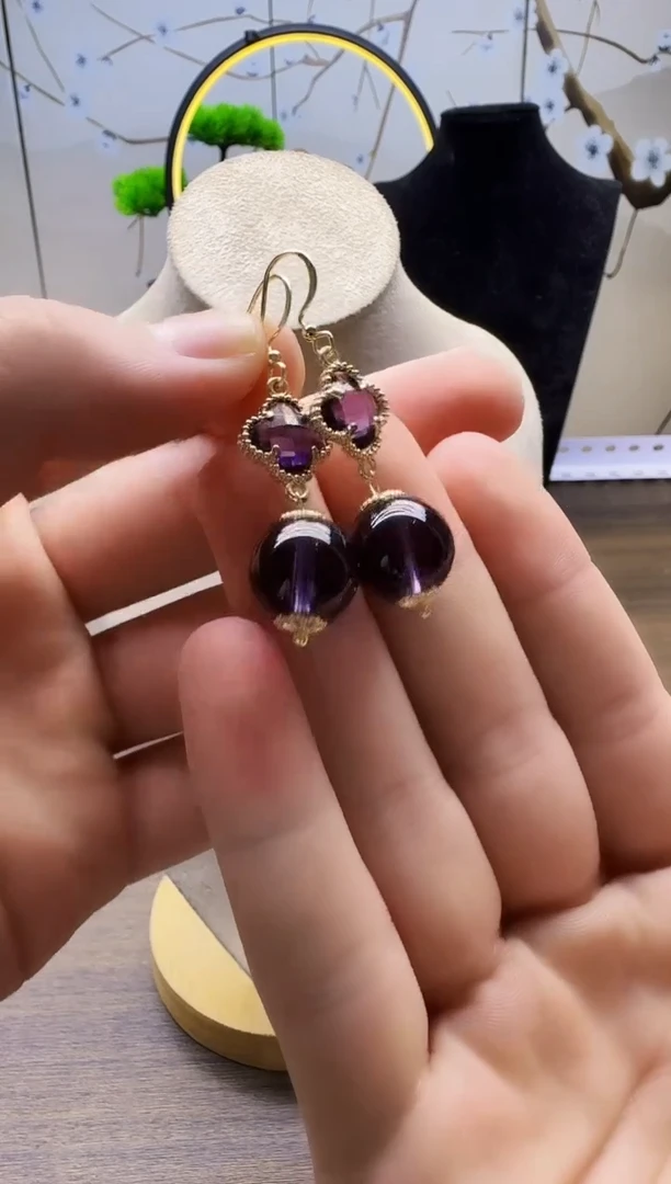 紫晶耳饰14K金镶嵌E63