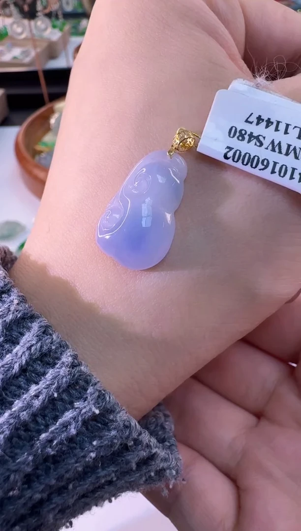 【闪购商品】翡翠颈饰18K金镶嵌缅甸翡翠A货挂件