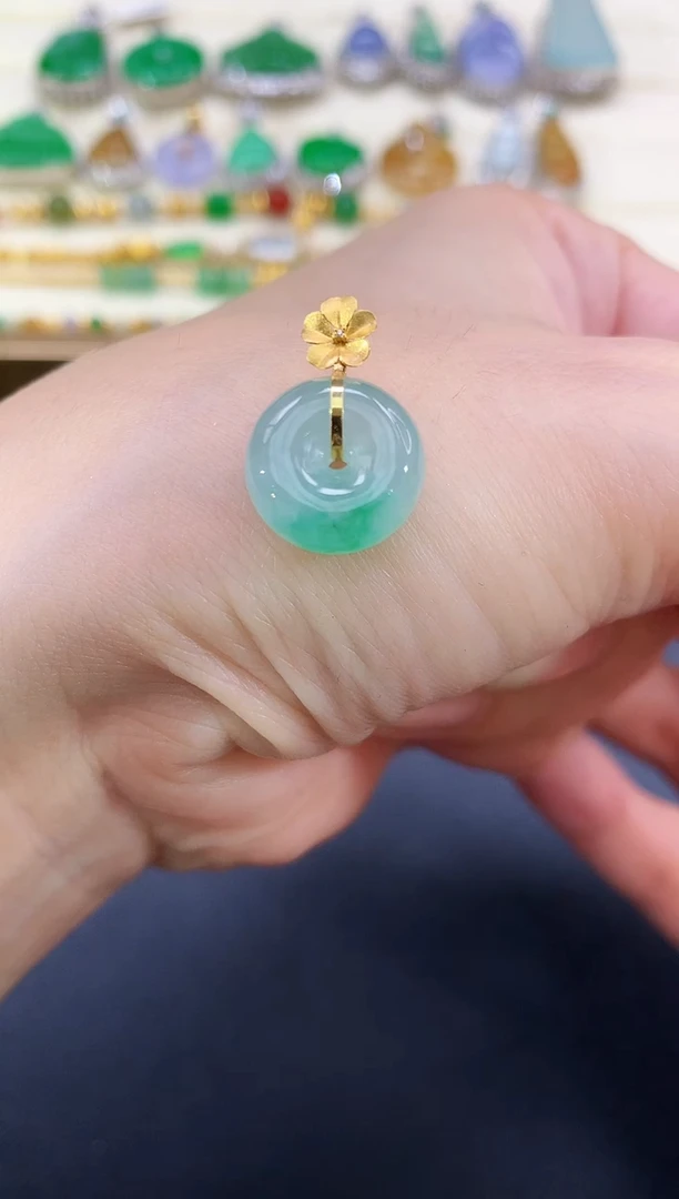 翡翠18K金镶嵌吊坠(不含链)平安扣|550