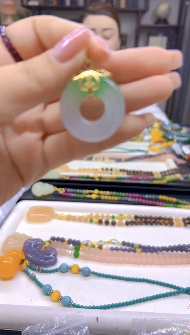 翡翠银S925镀金镶嵌吊坠(赠链)DIY款D75