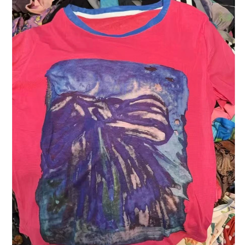 【蝶恋花专属】2025初春新款网纱圆领上衣时尚显瘦气质短袖时尚3165