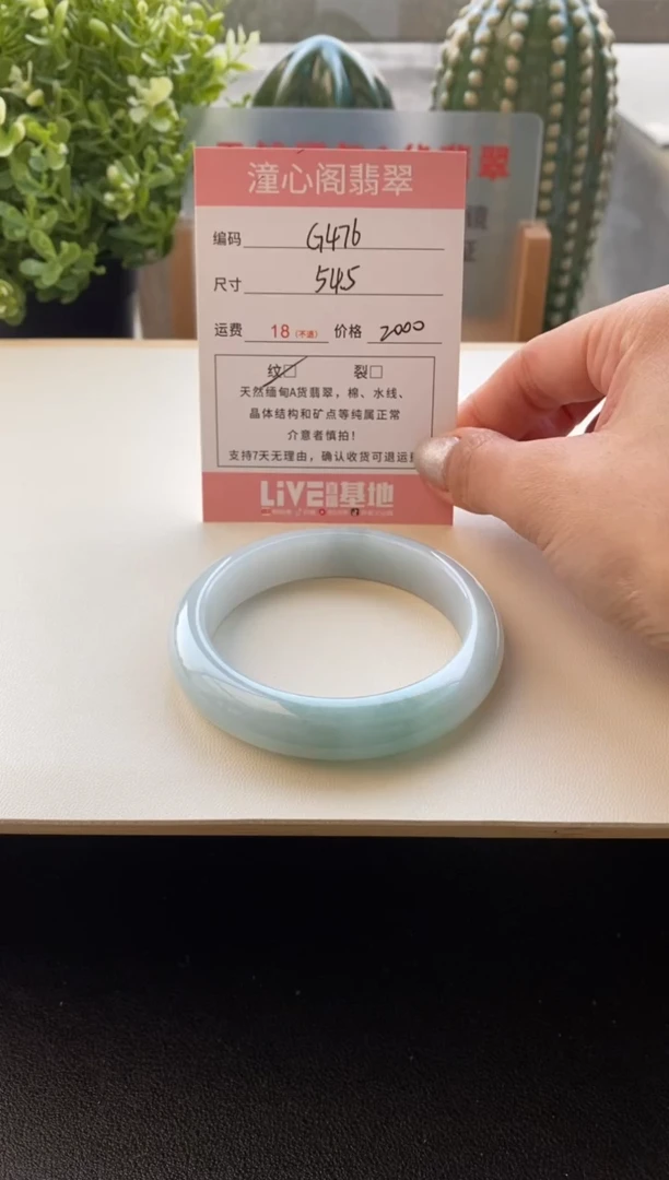 未镶嵌手镯翡翠圈口54.8编码G476