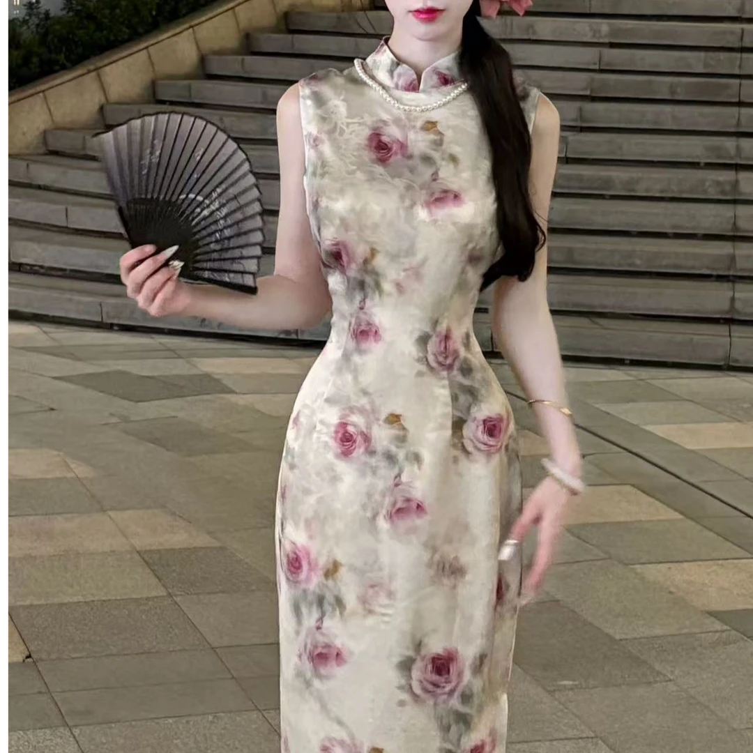 画报金夫人 自制改良夏季显瘦中式国风女装旗袍 假期玫瑰