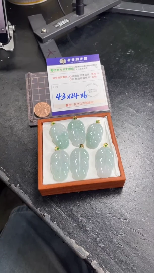 18K金镶嵌挂件翡翠叶子F9配绳/多样性发其一CP