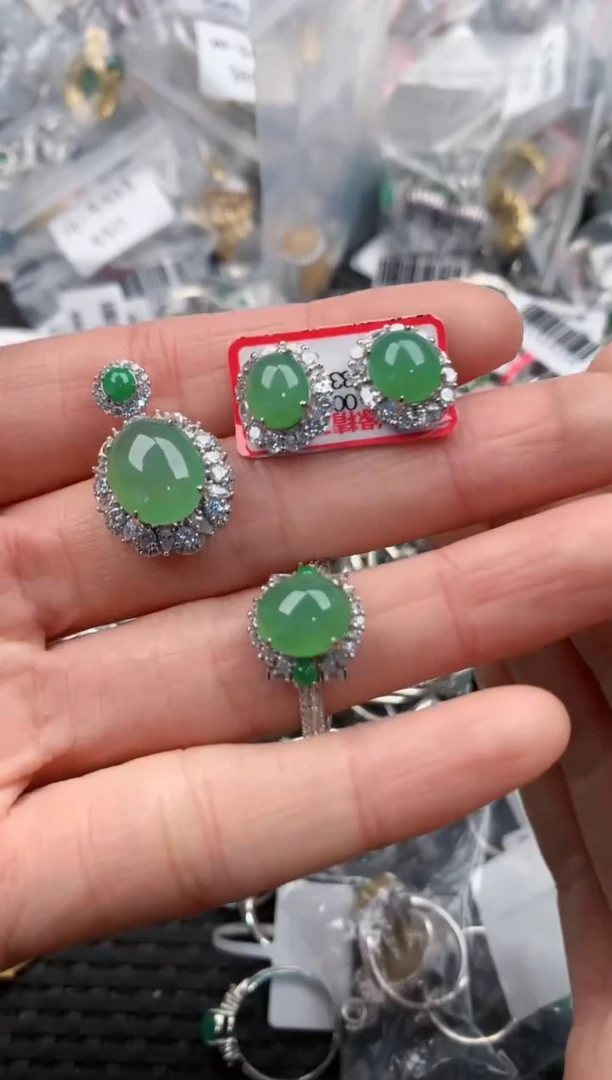 银S925镶嵌戒指翡翠2                              5