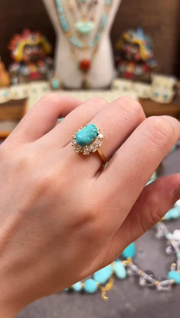 银S925镶嵌绿松石戒指绿松石戒指