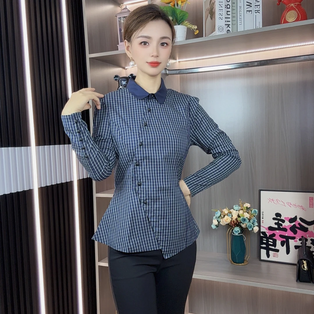 成人常规长袖翻领印染常规款衬衫秋季修身显瘦女装衬衫ZC7293