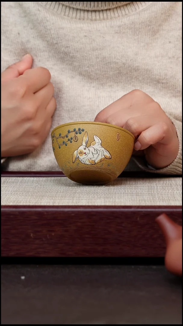 茶杯紫砂段泥兔子小杯