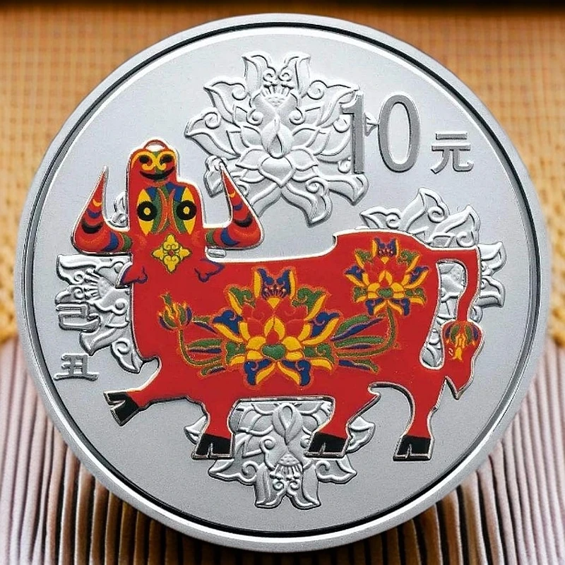 生肖题材金银纪念币 2009牛年生肖1盎司彩色银币 文玩探宝