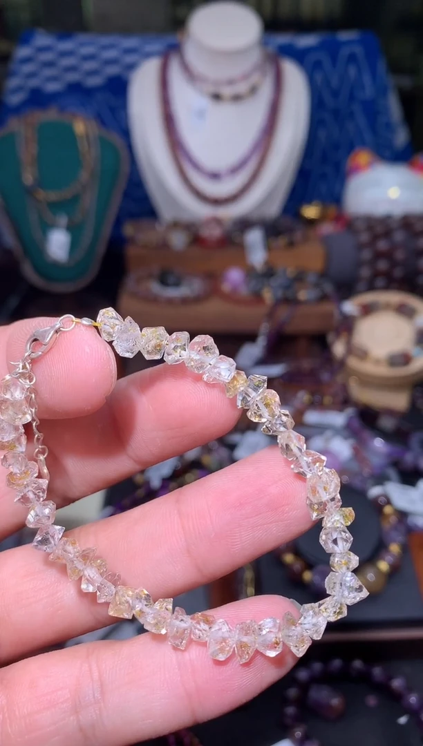 未镶嵌珠宝半成品水晶黄闪灵钻手串