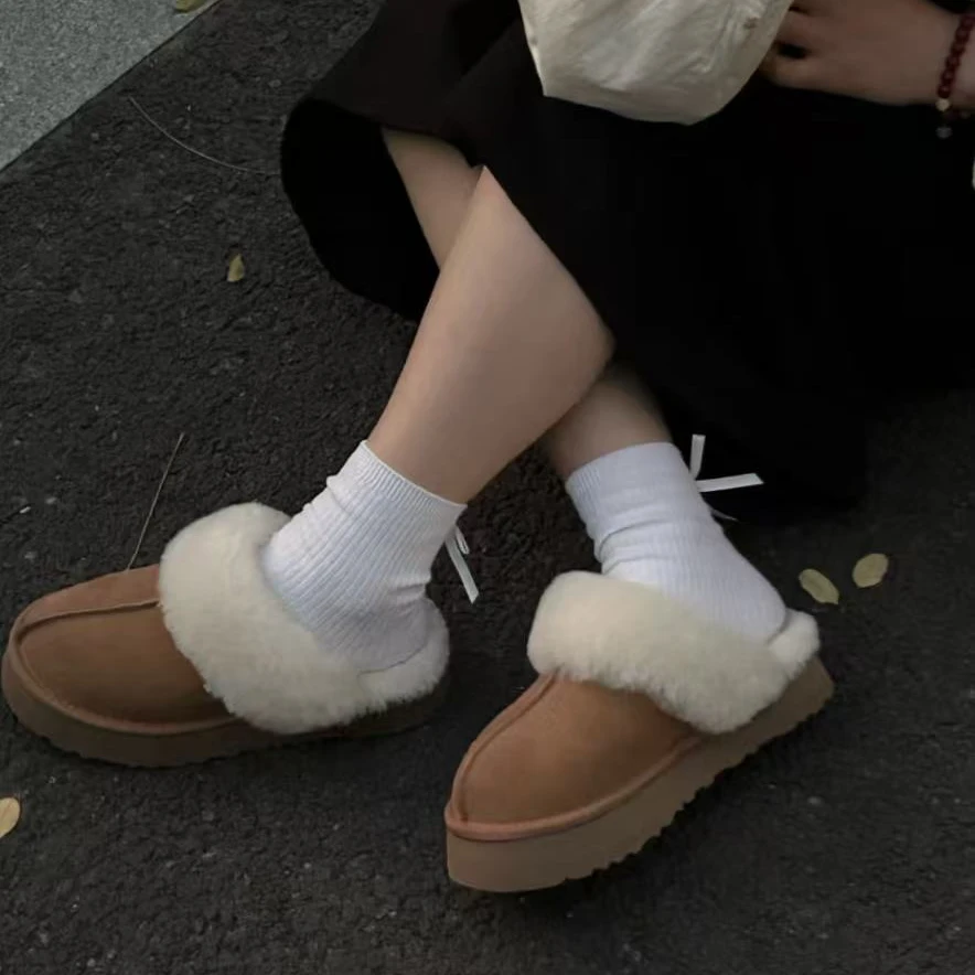 【厚底星拖】桑坡皮毛一体雪地靴2.24新款加厚保暖