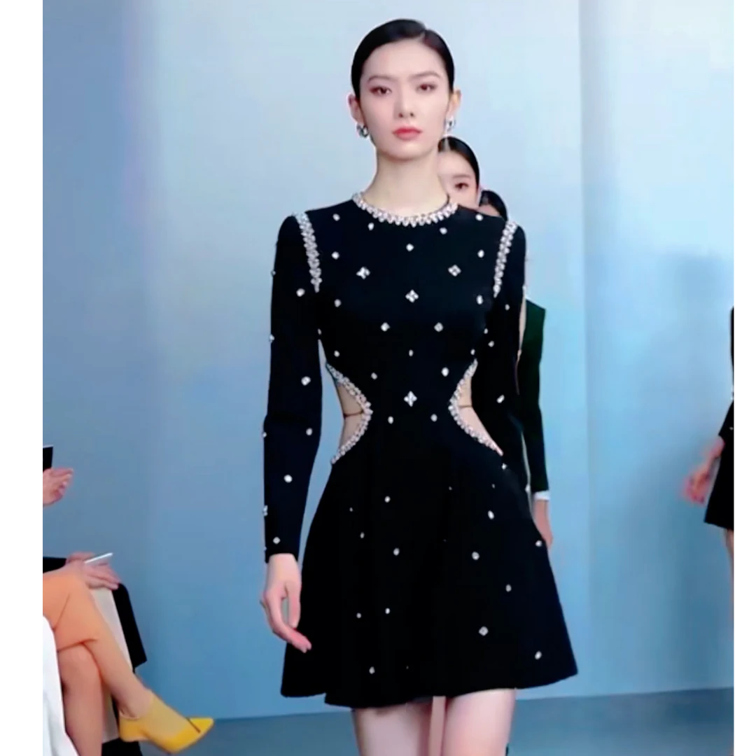 【NaiAn高定小众 】定制/重工款时尚气质名媛A摆宴会镂空连衣裙