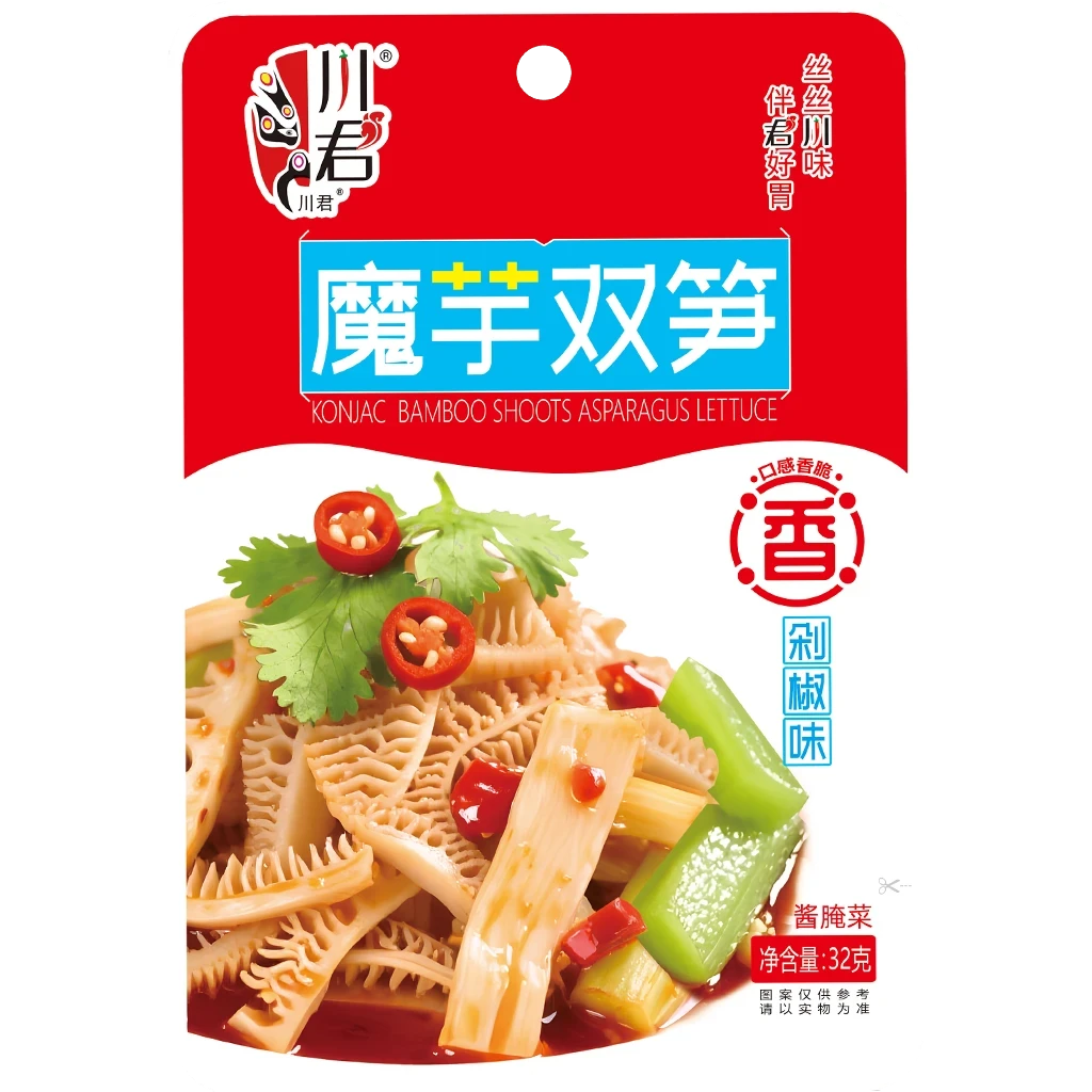 魔芋双笋香辣剁椒味竹笋莴笋素毛肚追剧小零食下饭酱下饭菜