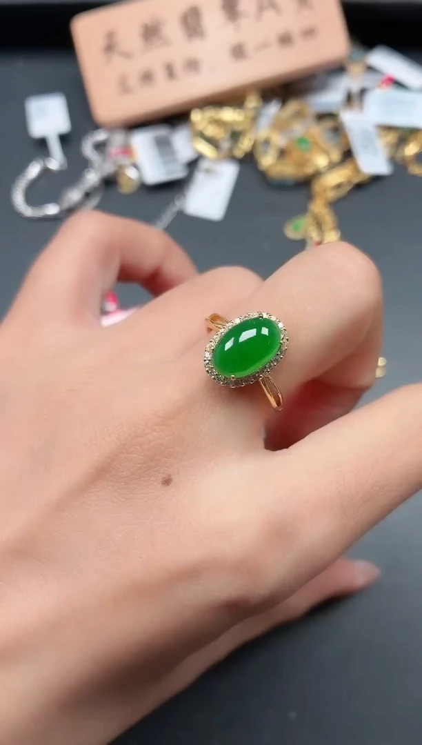 银S925镶嵌戒指翡翠11