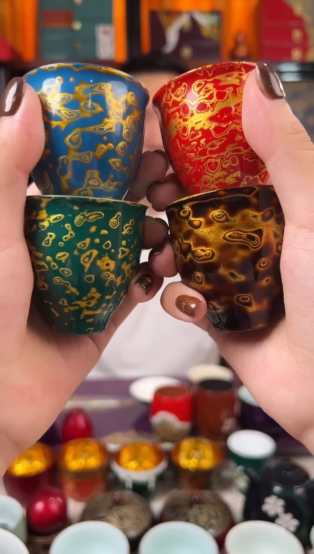爱****哥黑红蓝绿各一个一口杯-太古大漆