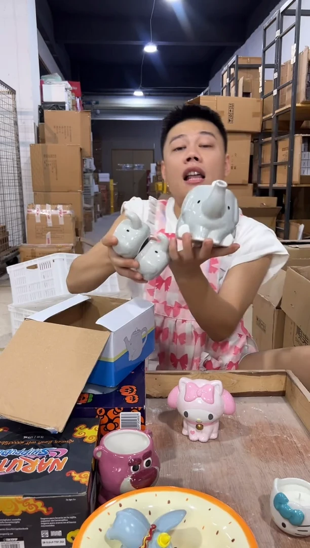 瓷片原盒大象茶壶套组