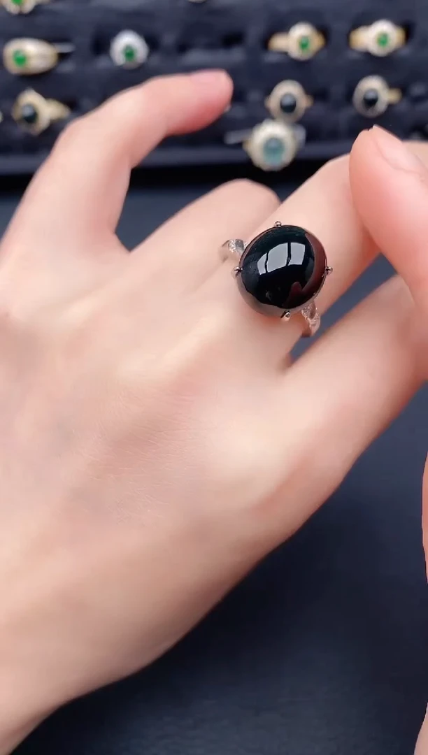 银S925镶嵌戒指翡翠天然a货翡翠74