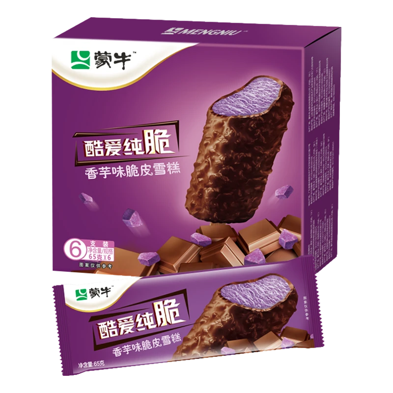 蒙牛酷爱纯脆香芋味脆皮雪糕390g（6支）