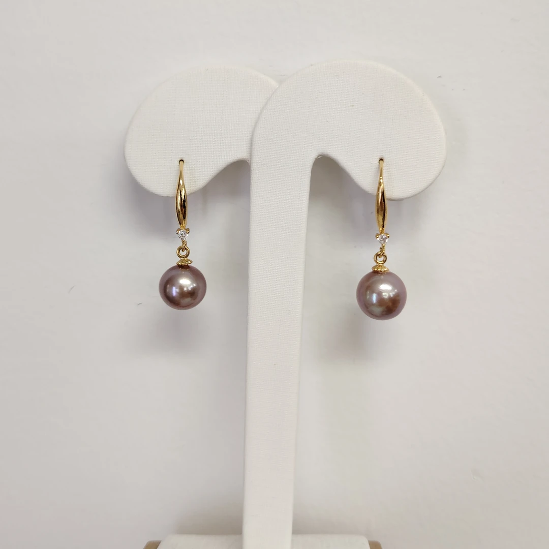 AIKJIANG/爱匠【孤品清货】淡水紫珠耳钩 9-10mm 灵动款经典百搭