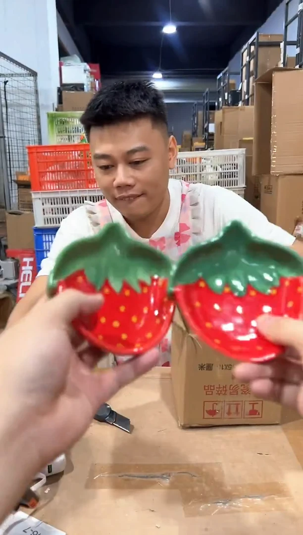 瓷片小号草莓碟子2件套