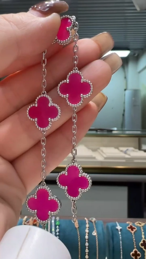 铂Pt950镶嵌手链玛瑙/玉髓红玛瑙玫红五花手链