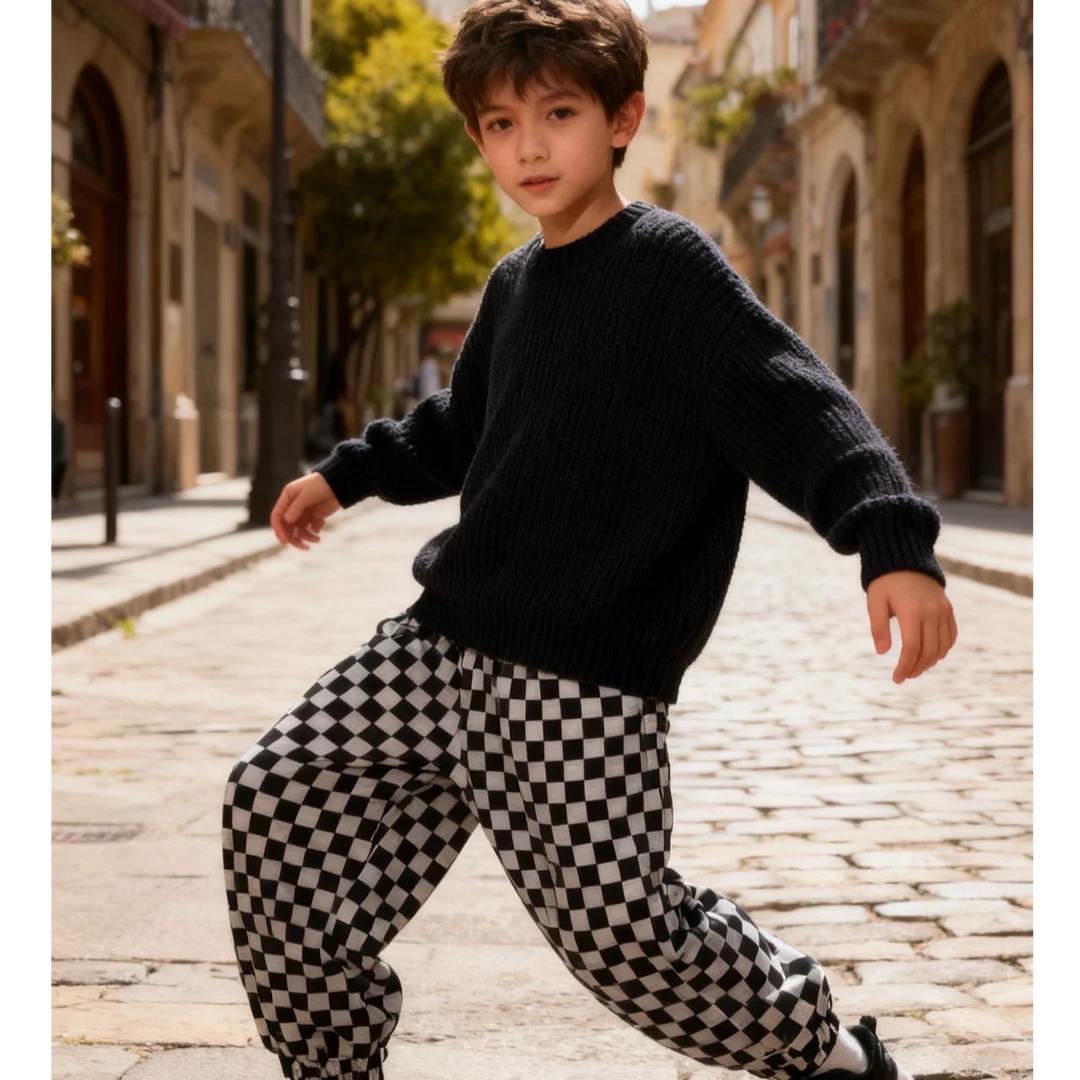 29524高端专享秋冬款加绒裤子黑白格