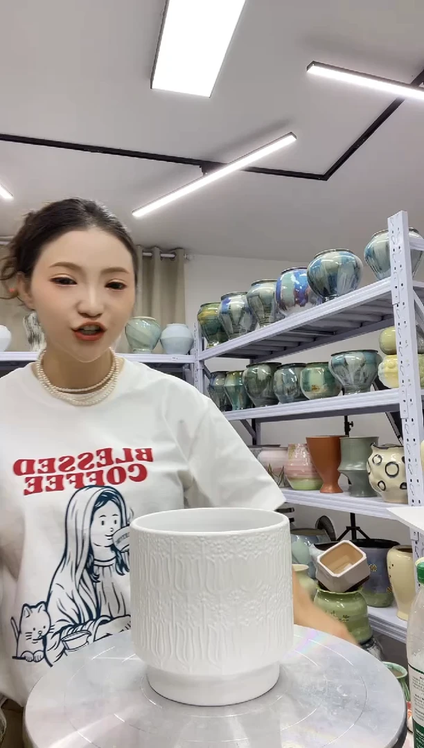 直播间9.14精选陶瓷花盆-高: 13；口:13