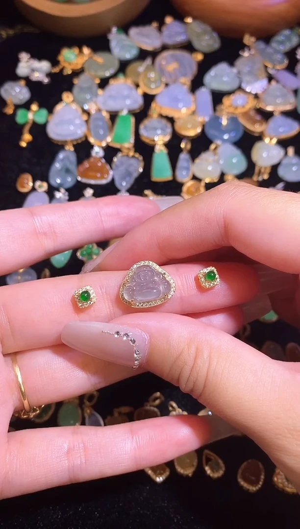 颈饰银S925镶嵌翡翠天然a货翡翠