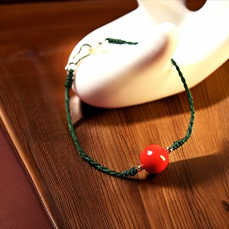 含辰砂工艺品【昕禧·小圆满】手工编织蓝绳搭配朱砂男女款叠戴手链