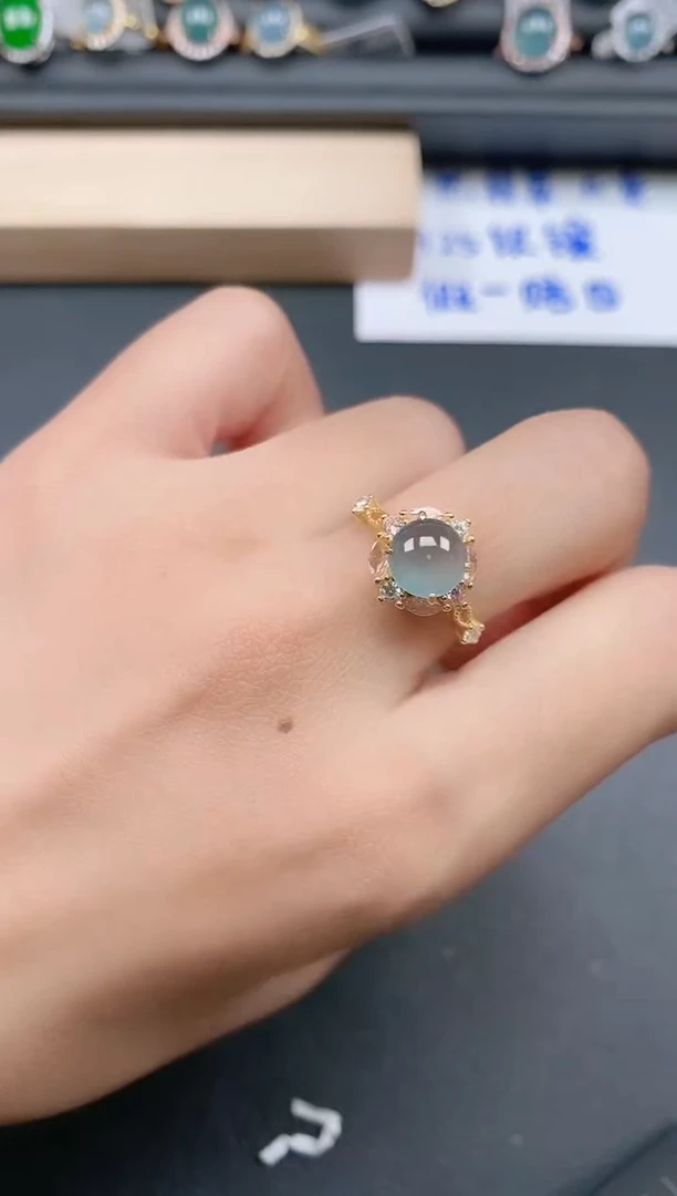 银S925镶嵌戒指翡翠11