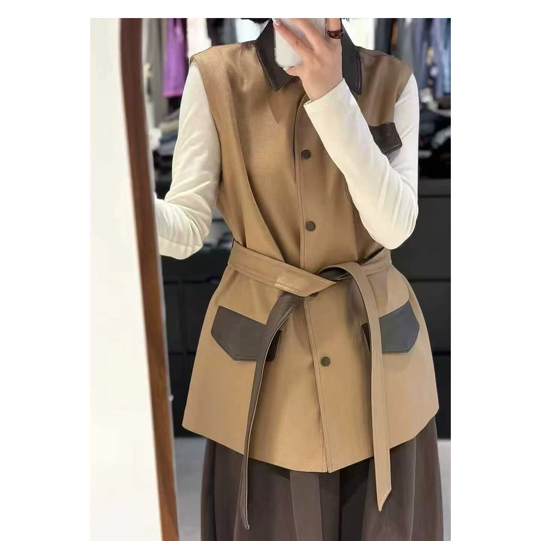 2025新款秋季气质高级感背心时髦洋气设计感独特超好看卡其色马甲