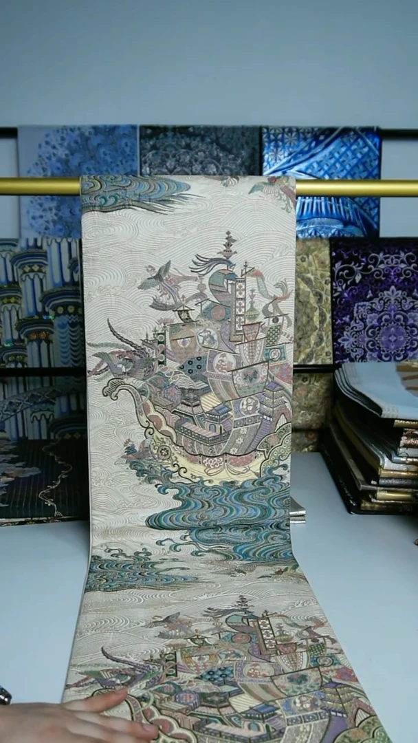 织绣织锦85六通寿船