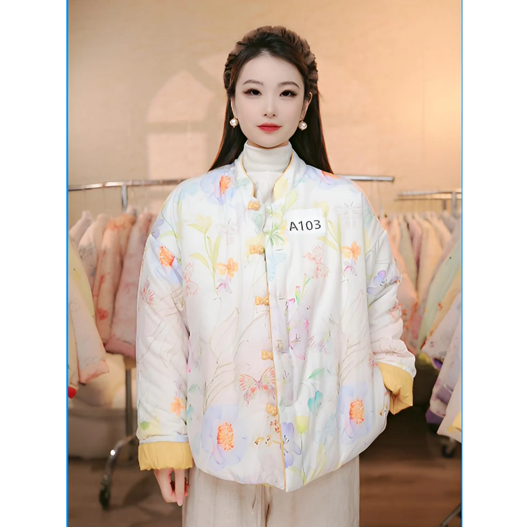 008-109 现货秋冬季民族风女中式复古文艺双面双穿加厚中国风【袁】