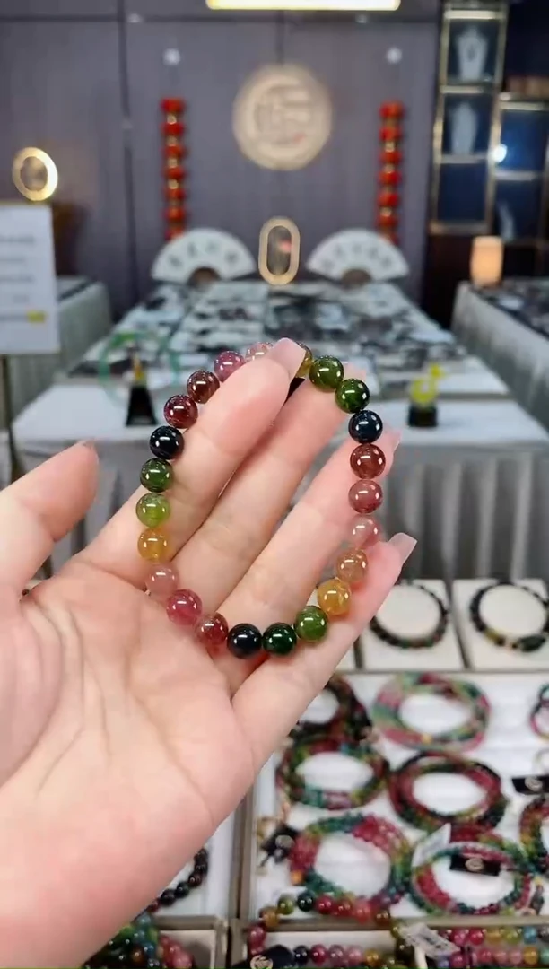 未镶嵌收藏级老矿碧玺单圈手串8mm+碧玺hon多样性发一条