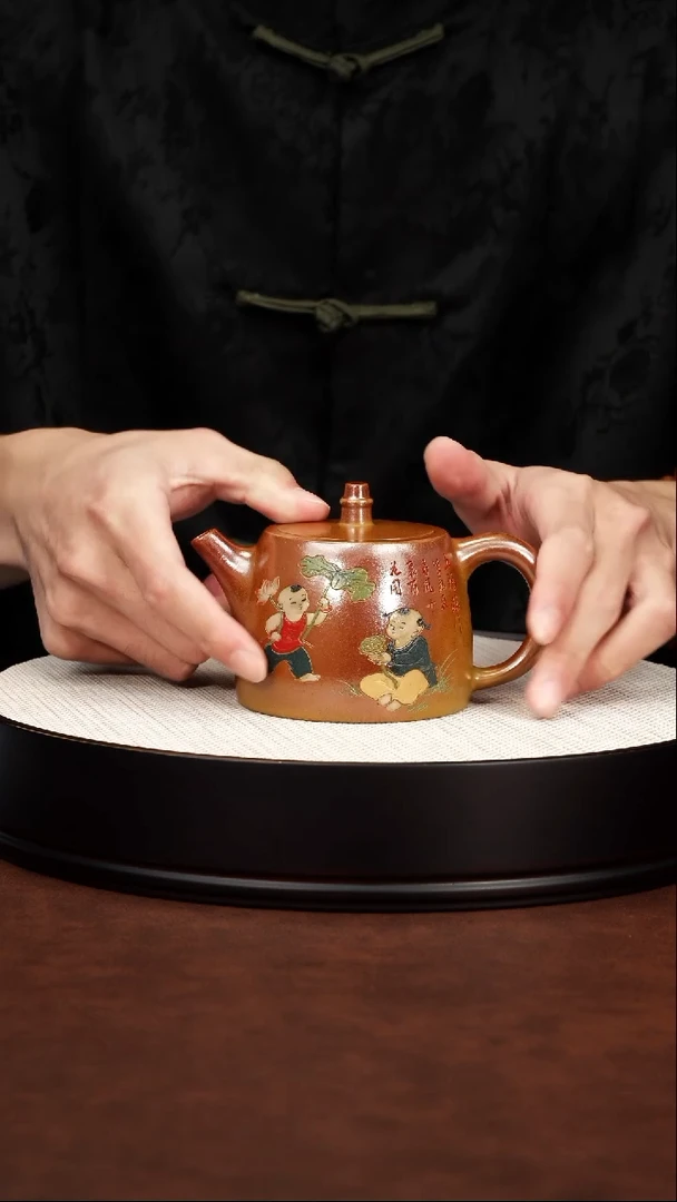 茶壶紫砂火云烧 五福临门 汉铎 梅付春